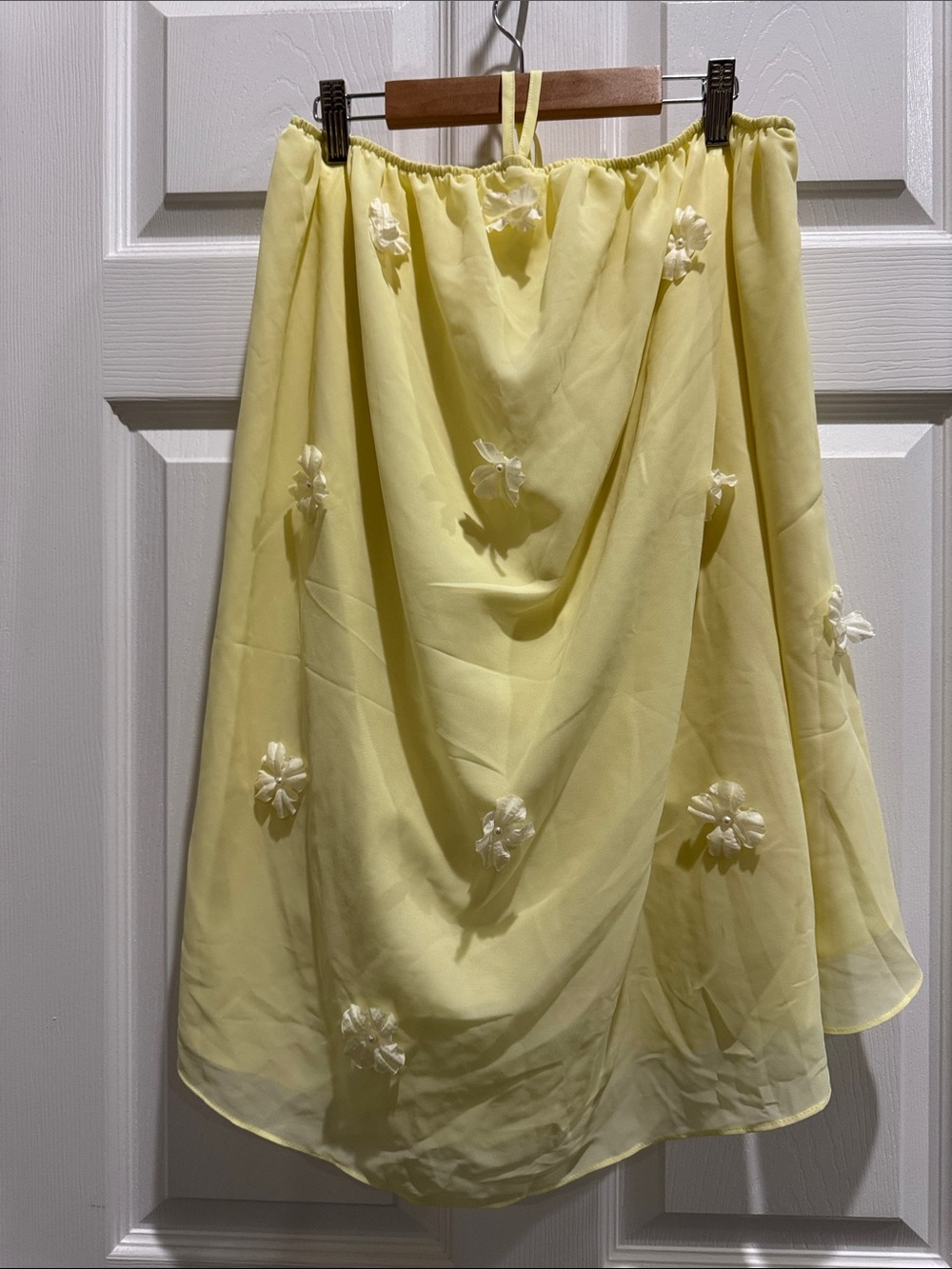 Women's Pale Yellow Floral Appliqué Dress